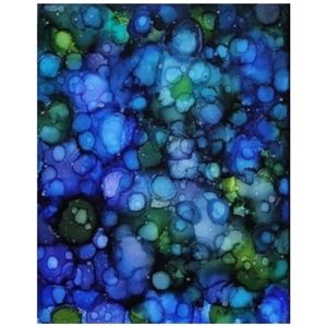 Hand Crafted Blue and Green Abstract Design 11x14 Inches Canvas Painting